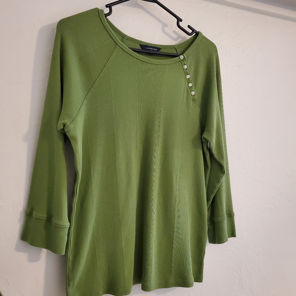 GUC LANDS' END long sleeve women's top, green, size M 10-12super soft - Picture 2 of 6